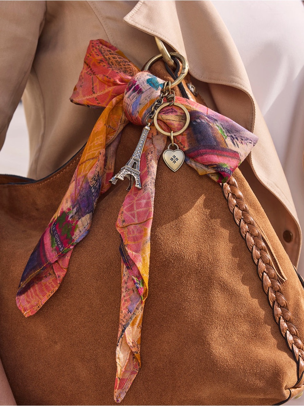 Bow Scarf and Eiffel Tower Bag Charm - Paris Map Print – Patricia Nash